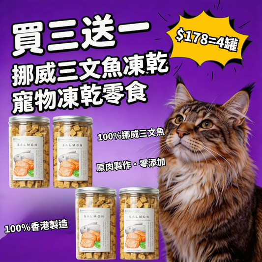 「買三送一」挪威🐟三文魚-寵物脫水凍乾零食