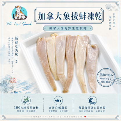 加拿大象拔蚌凍乾 - 高蛋白低脂 Q彈美味｜天然無添加寵物凍乾 (護眼/亮毛/強健骨骼)