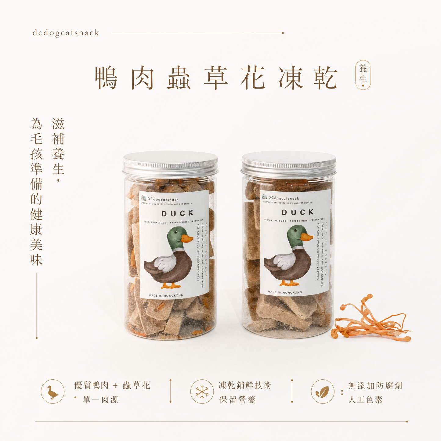 鴨肉蟲草花凍乾 - 滋補養生 單一肉源 (無添加)