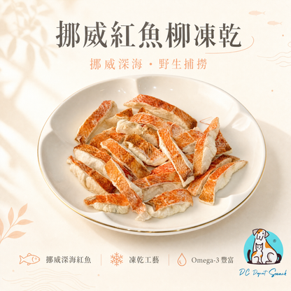 「買一送一」挪威紅魚柳凍乾 - 野生捕撈純淨營養 (富含 Omega-3)｜汪喵極上海鮮零食
