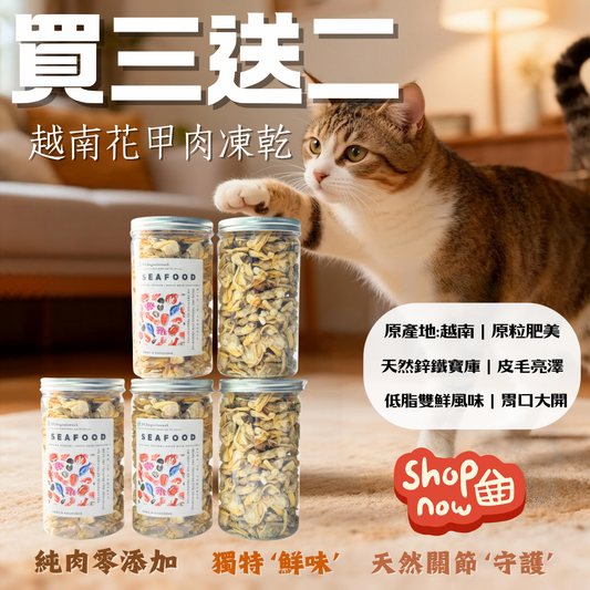 🐚 買三送二-越南花甲肉凍乾-貓狗零食