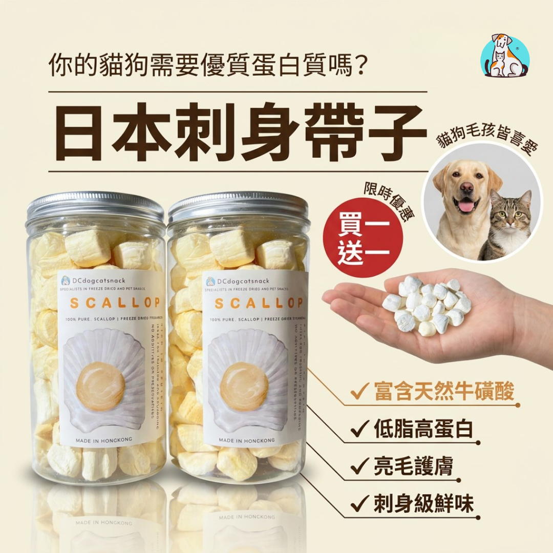 買一送一 日本3S刺身帶子凍乾-汪喵小食