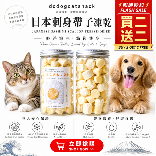 「買二送二」日本3S刺身帶子凍乾-汪喵小食