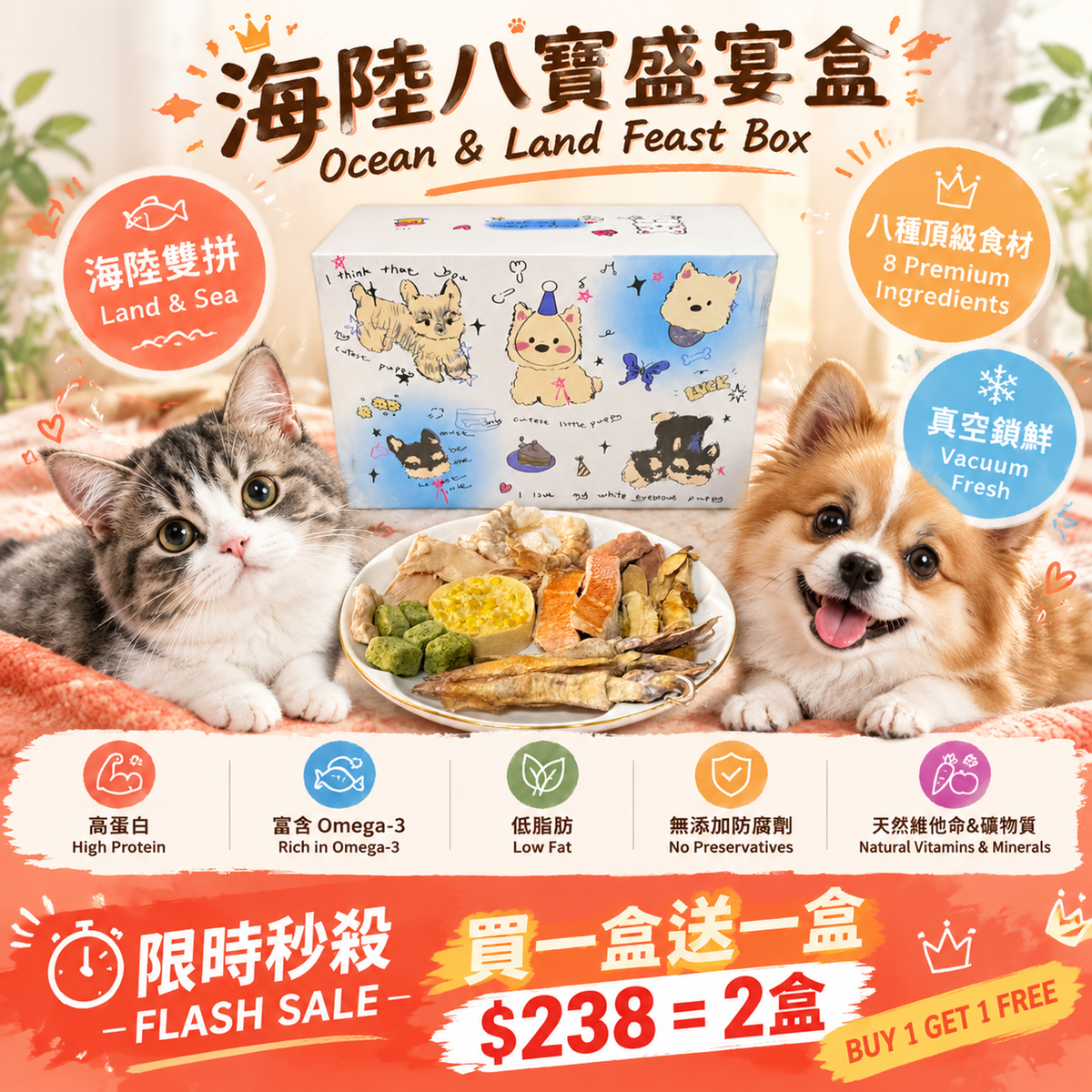 海陸八寶盛宴盒 🐾 頂級純天然凍乾零食 (送禮自用首選 | 獨立真空包裝)