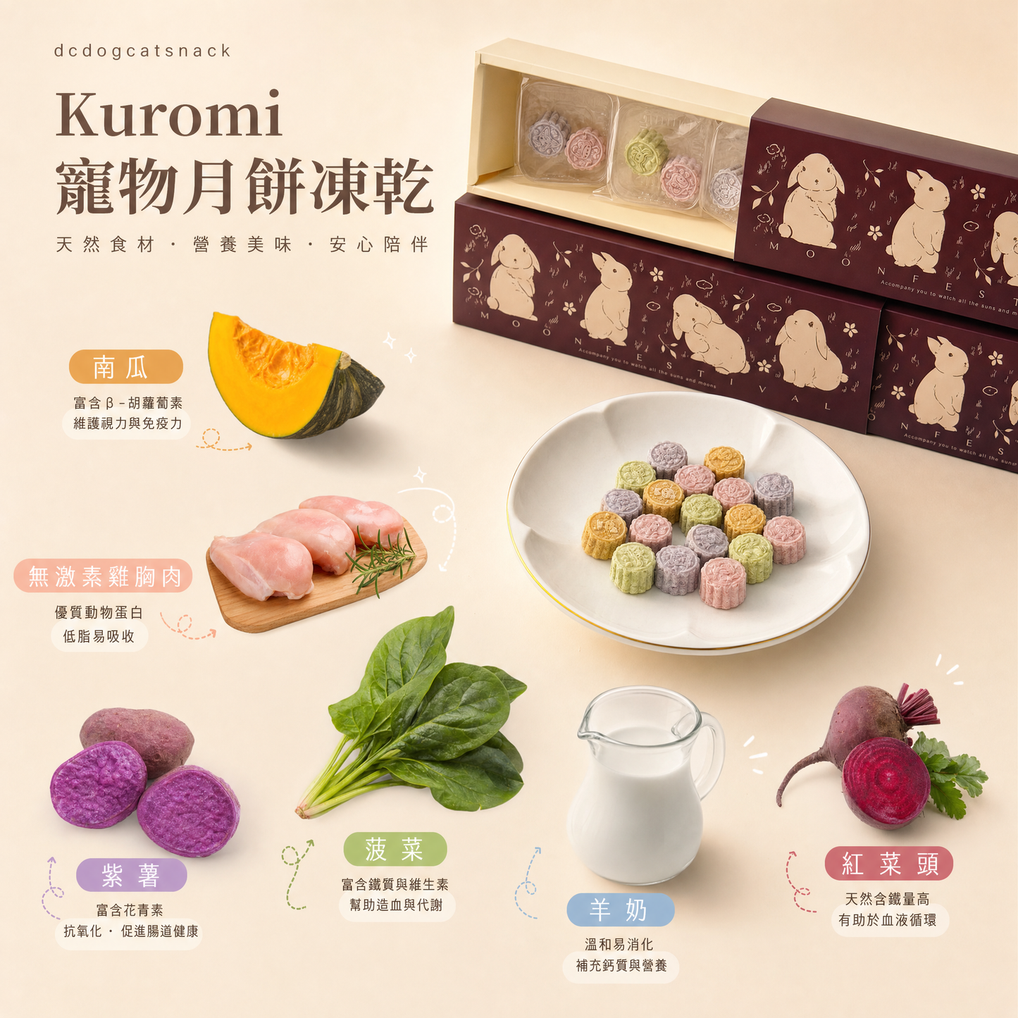 【中秋限定】Kuromi 寵物月餅凍乾 🥮 天然食材・營養美味