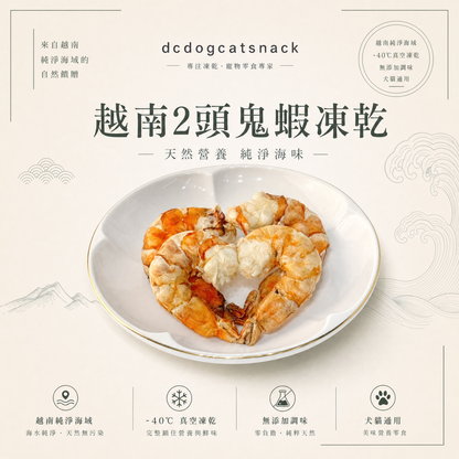 越南二頭特大鬼蝦凍乾-汪喵小食