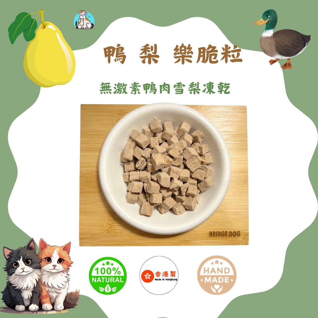 獨家配方-鴨梨樂脆粒 - 無激素鴨肉雪梨粒 - Dcdogcatsnack